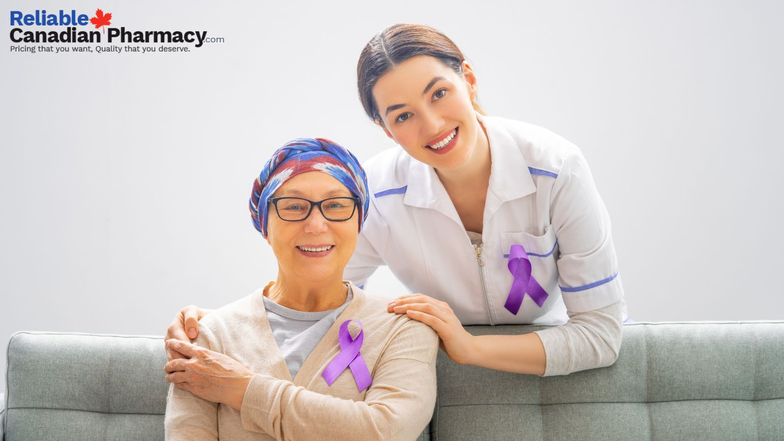 A cancer patient with her healthcare provider.