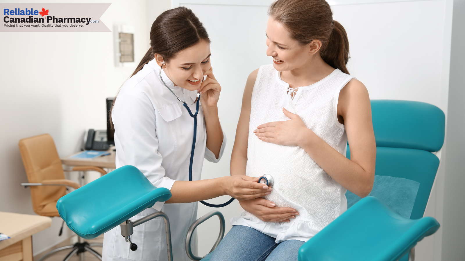 A doctor inspecting a patient for pregnancy.