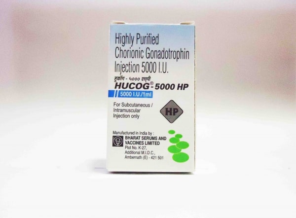 Box pack of Hucog High Purity HCG 5000 iu Injection ( Intramuscular )