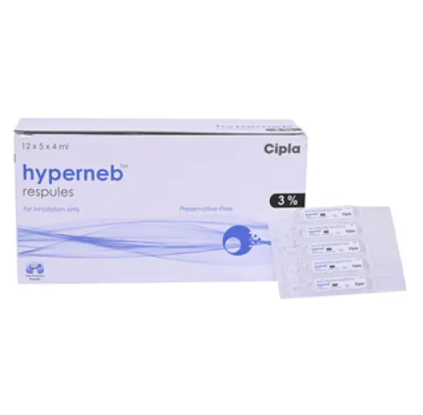 A box and strip of Sodium Chloride 3% Inhalation Respules 