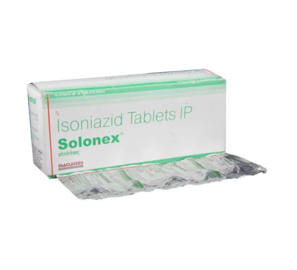 A box and a strip of generic Isoniazid (300mg) Tablets