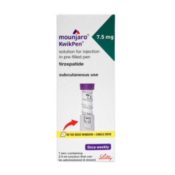A pack of pre-filled Tirzepatide 7.5mg