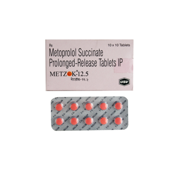 A pack and a strip of Metoprolol Tartarate (12.5mg) Tablet