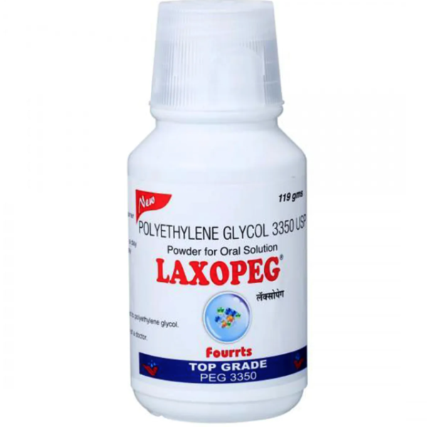 A bottle of Polyethylene Glycol (3350) Powder