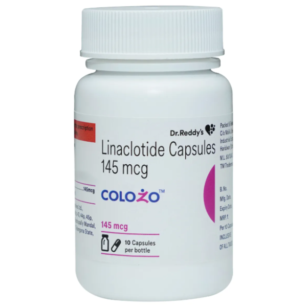 A bottle of Generic Linzess (145mcg) Capsule