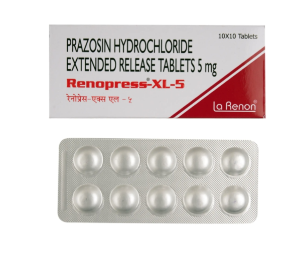 A box of Prazosin (5mg) Tablets