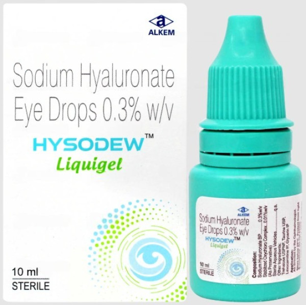 A box and a bottle of Generic Sodium Hyaluronate (0.3%) Liquigel