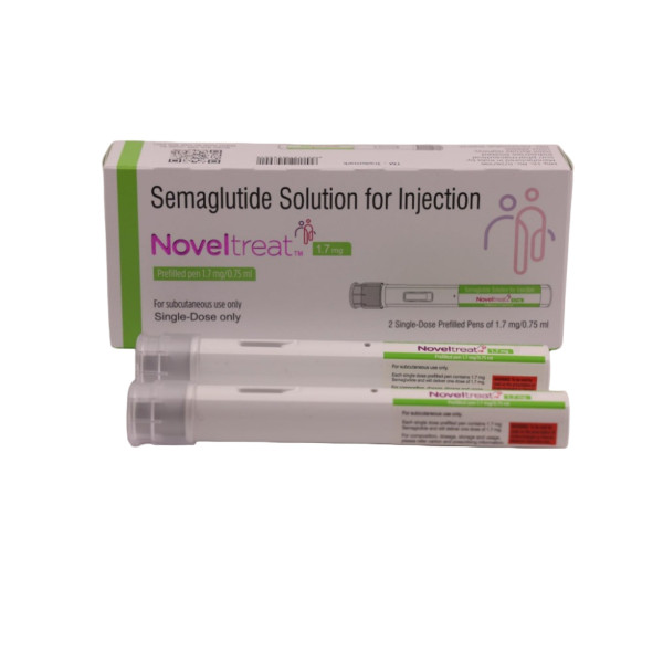 A box and two prefilled pens of Generic Ozempic 1.7mg