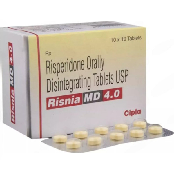 A box and a strip of Generic Risperidone (1mg) MD Tablet