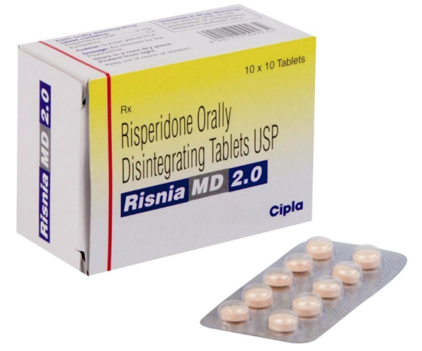 A pack and a strip of Risperidone (2mg) MD Generic Tablet