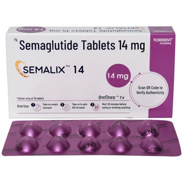 A pack and a strip of Generic Rybelsus (14mg) Tablets