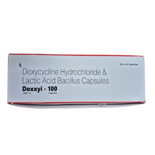 A box of Doxycycline 100mg capsule