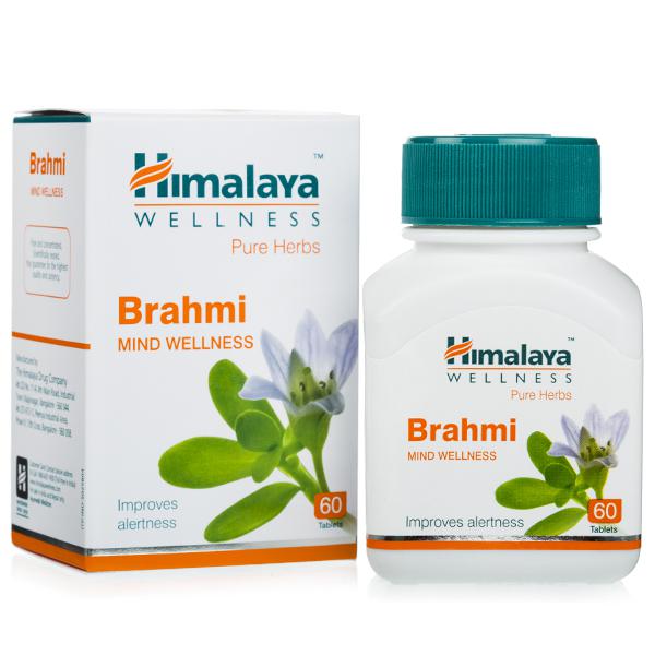 Box and a bottle of Himalaya Pure Herbs Mind Wellness Brahmi Pill