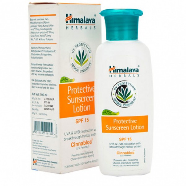 Box and a bottle of Protective Sunscreen 100 ml Lotion SPF 15 Himalaya