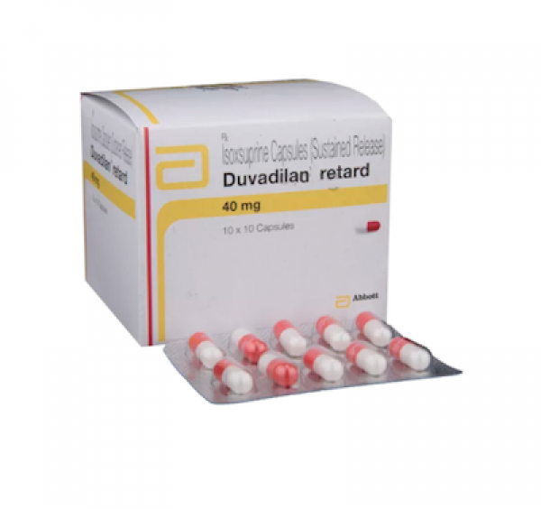A box and a strip of Vasodilan Generic 40 mg Capsule SR - Isoxsuprine