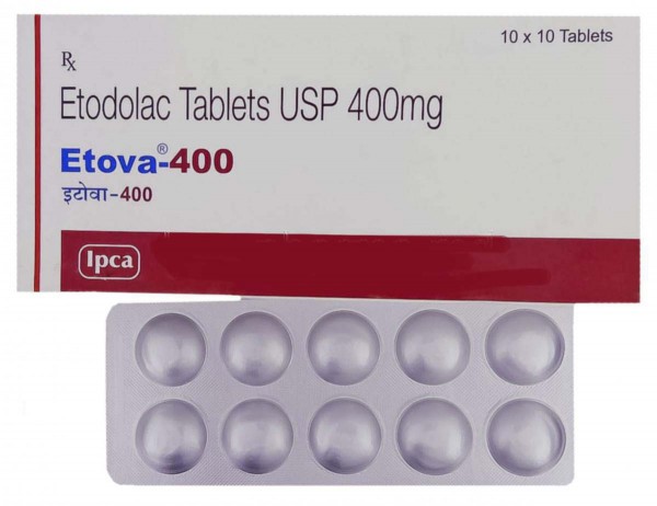 Box pack and a strip of Lodine Generic 400 mg Pill - Etodolac