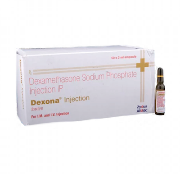 Box pack and a vial of Baycadron Generic 4 mg Injection - Dexamethasone