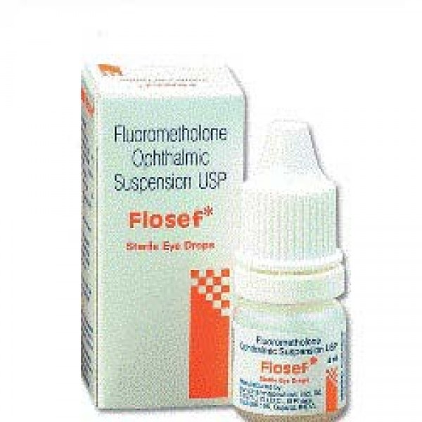 Eye drop bottle and a box of Fluorometholone