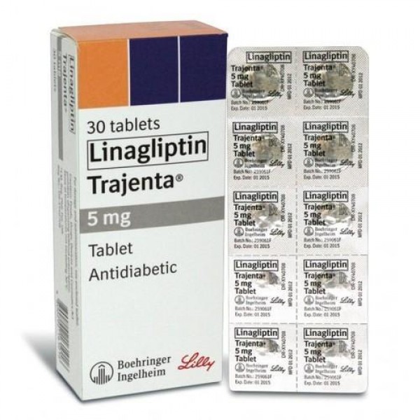 A box and a strip of Linagliptin 5mg Pills