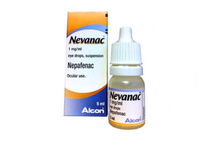 A box and a bottle of generic Nepafenac 0.1 %  Eye Drop 5ml