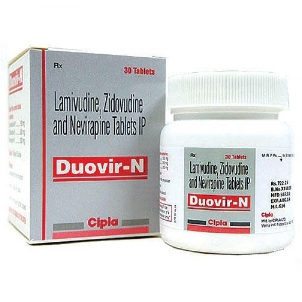 Box pack and a bottle of Lamivudine + Zidovudine + Nevirapine Generic 150mg/300mg/200mg Pill