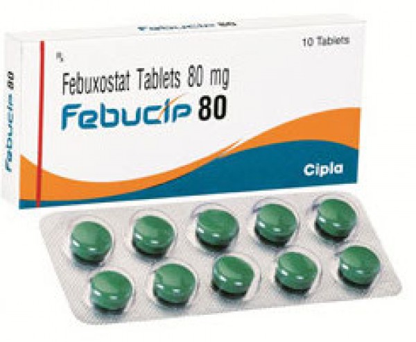 A box and a strip of Uloric Generic 80 mg Pill - Febuxostat