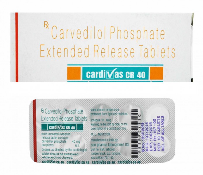 Box and blister of Coreg CR Generic 40 mg Pill - Carvedilol
