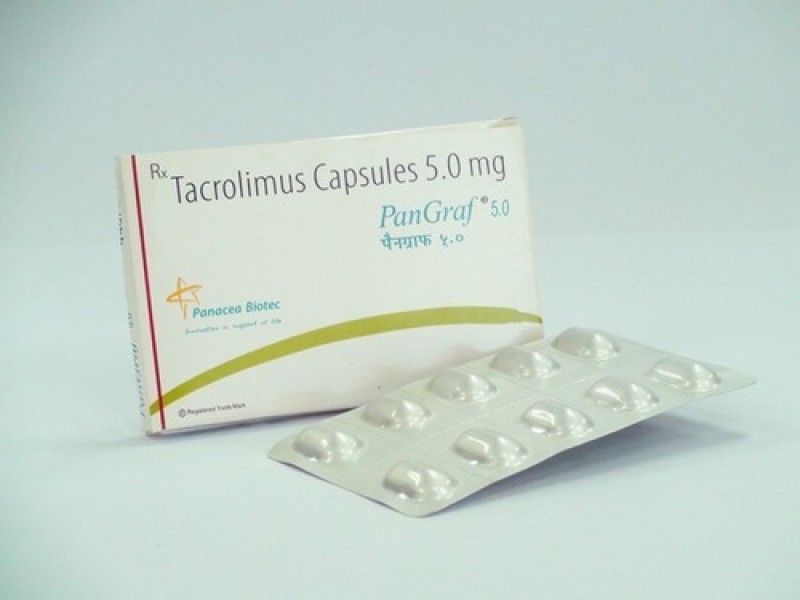 Box and a blister strip of Prograf Generic 5 mg Capsule - Tacrolimus