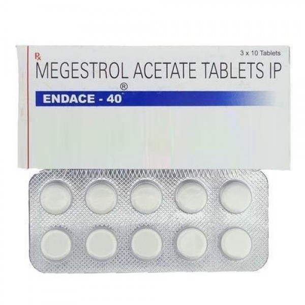 A box and a strip of generic Megestrol 40mg Pill
