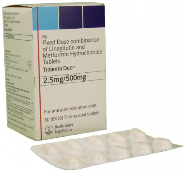 Jentadueto 2.5mg/500mg Pill ( International Brand Version ) Trajenta Duo