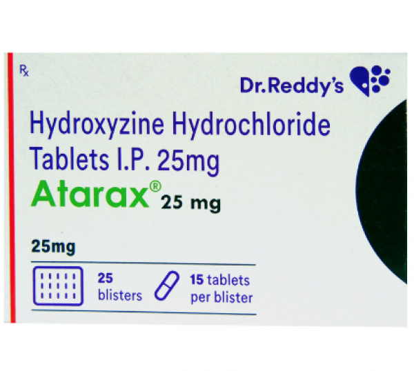 A box of Hydroxyzine 25mg Tablet