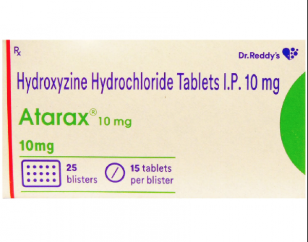A box of Hydroxyzine 10mg Tablet