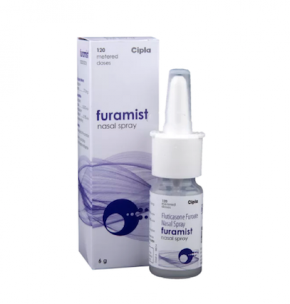 Box and a bottle of Fluticasone Furoate 27.5mcg Nasal spray