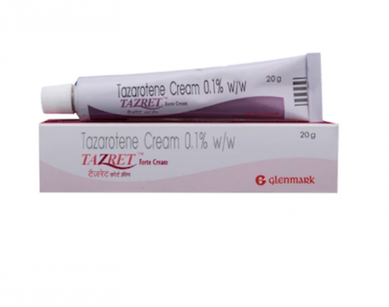 A tube and a box of Tazorac Generic 0.1 % Cream 20gm - Tazarotene