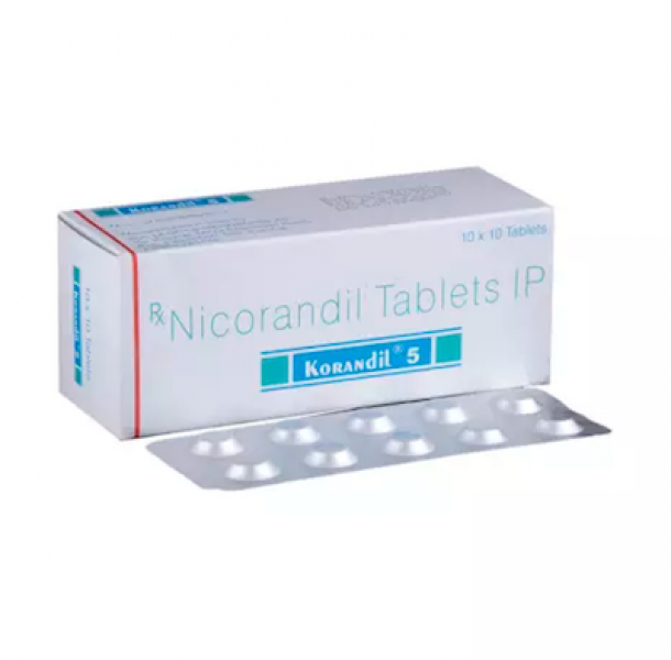 A box and a blister of Nicorandil Generic 5 mg Pill 