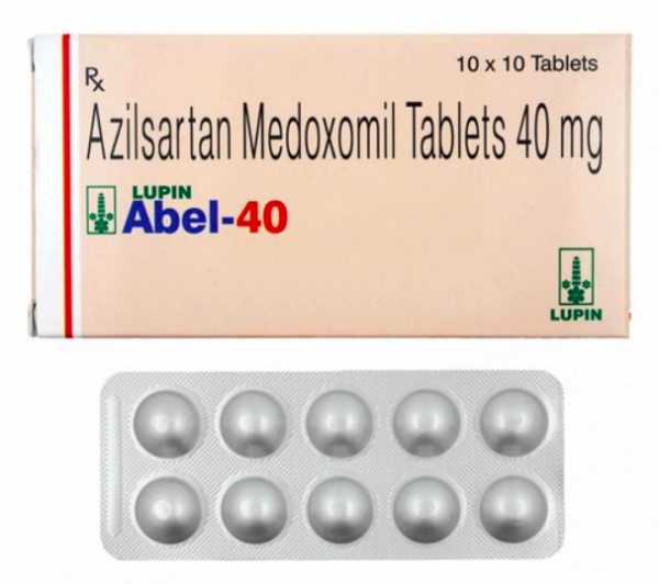 A box of and a strip of Azilsartan medoxomil 40mg Pill