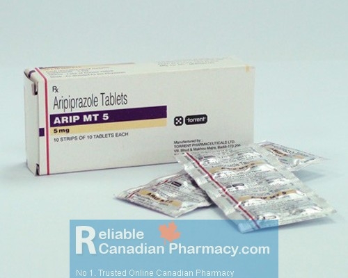 A box and two strips of generic Abilify 5mg Mouth melt tablet - Aripiprazole