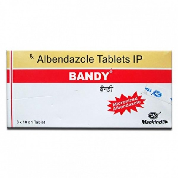 Box of generic Albendazole 400mg tablets