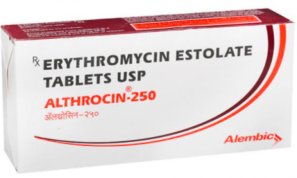 A box of Erythromycin- 250mg tablets