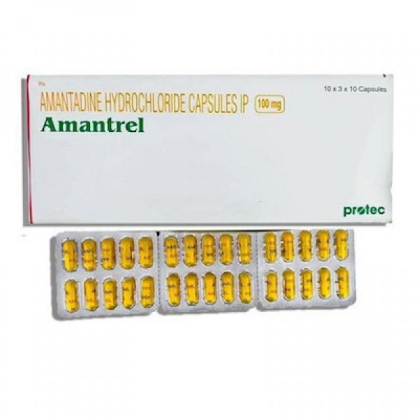 Box and Blister strips of generic Amantadine 100mg Tablet