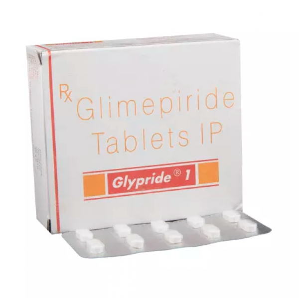 Box and blister of generic Glimepiride 1mg tablets