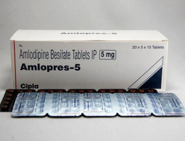 Box and blister strip of generic Amlodipine Besylate 5mg tablets