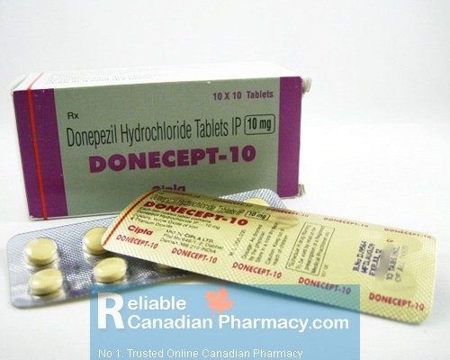A box and a strip of generic Aricept 10mg Tablets - Donepezil HCl