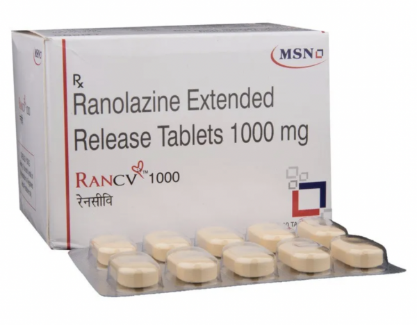 A box of Ranolazine 1000mg Tablet
