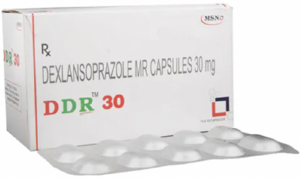 A box of Dexlansoprazole 30mg Capsule