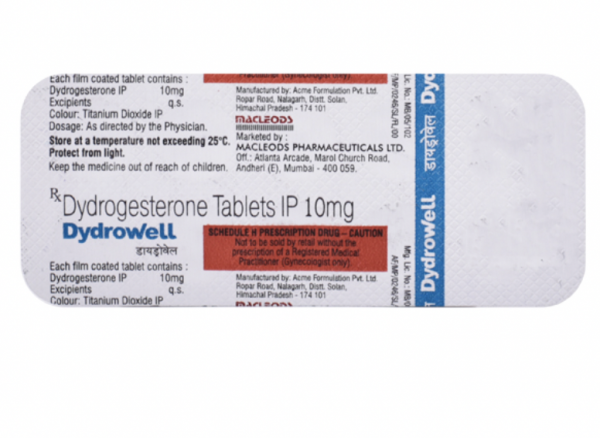 A strip of Dydrogesterone (10mg) Tablet