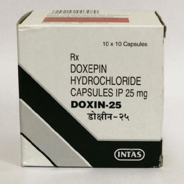 A box of Doxepin (25mg) Capsule