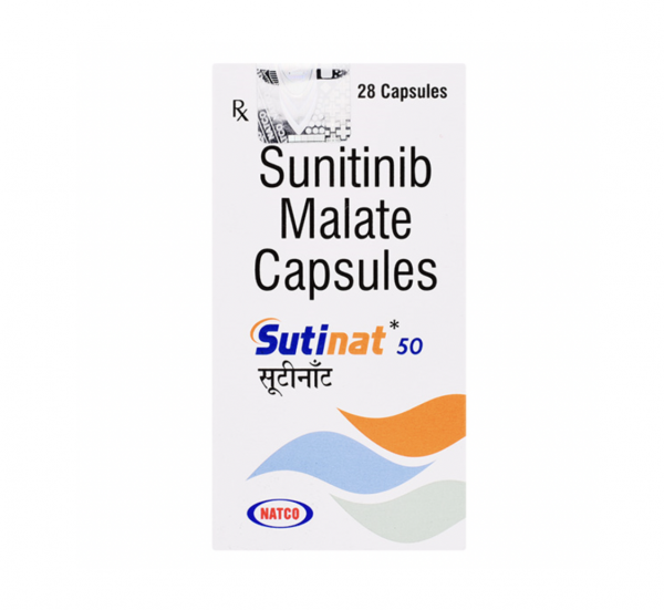 A box of Sunitinib (50mg) Capsule