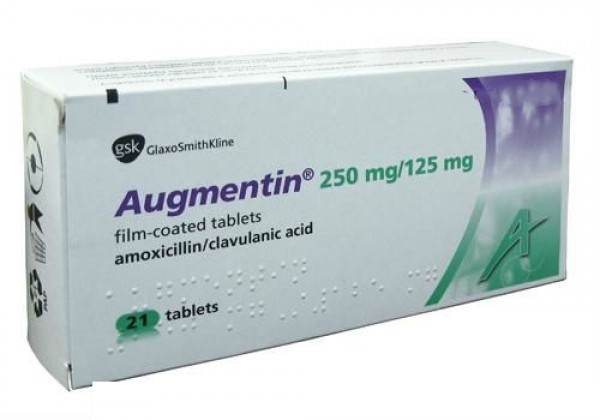 Box of generic Augmentin 250mg 125mg tablets