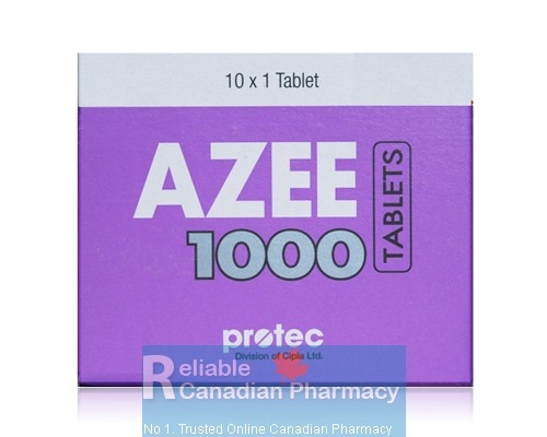 A box and a strip of generic Zithromax 1000mg tablet - azithromycin